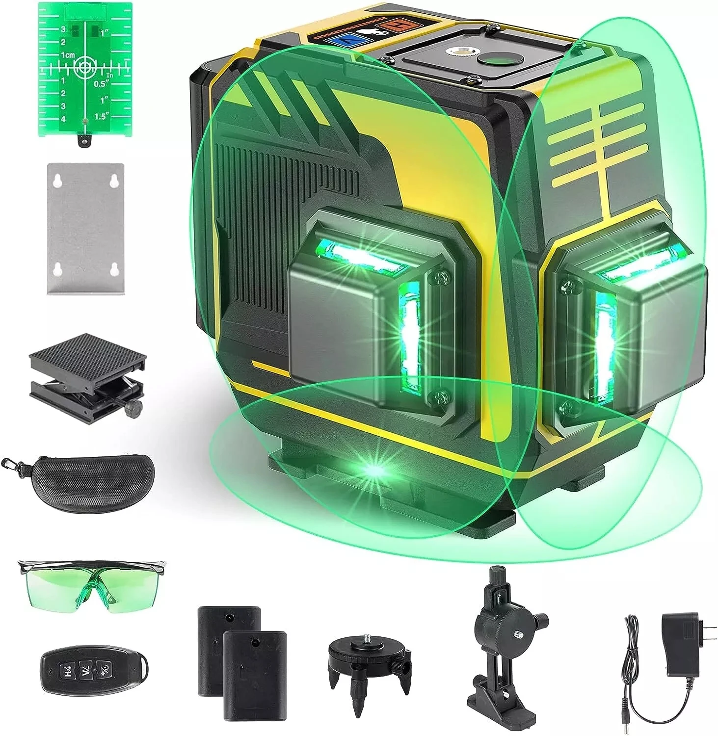 

Laser Level 12 Lines 4D Self-Leveling 360 Horizontal and Vertical Cross Green Laser Beam Lines Protection Glasses Laser Level
