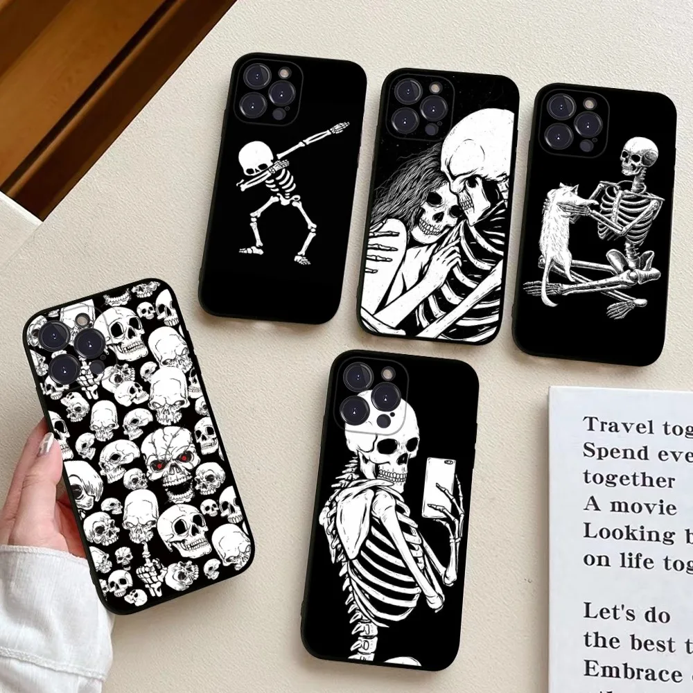 

Funny Skull Skeleton Phone Case For iPhone 14 11 12 13 Mini Pro XS Max Cover 6 7 8 Plus X XR SE 2020 Funda Shell