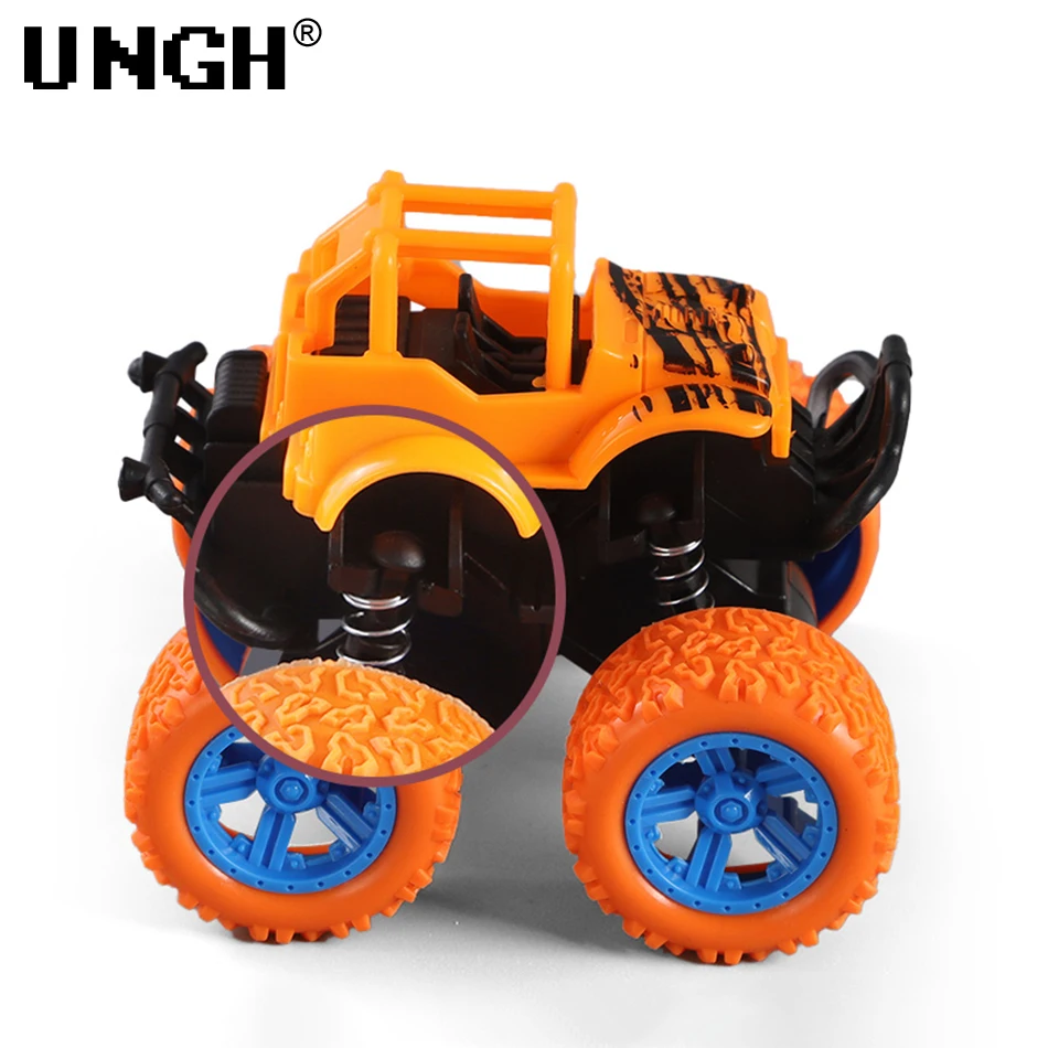 UNGH Pull Back Four-wheel Drive off-road Vehicle Stunt Dump Car Inertia Car Boy Toy Car Pull Back car for Children toys