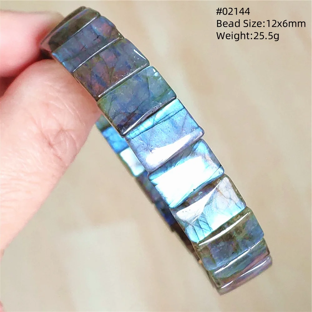 Natural Blue Labradorite Light Clear Rectangle Beads Bracelet Bangle Rainbow Labradorite Women Men Fashion Moonstone AAAAAAA
