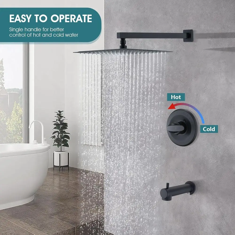 طقم حواف الدش البديلة من سلسلة Delta 1300/1400 مع 12 رأس مطر أسود غير لامع - بدون صمام #5