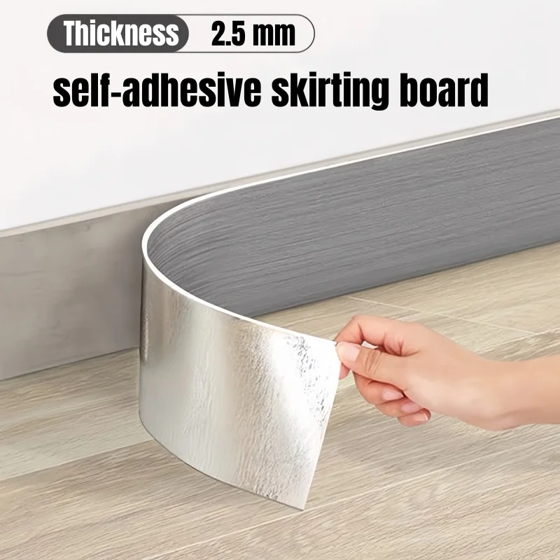 

Anti-Scratch Anti-Moisture Aluminum Foil Baseboard Wood Grain Pattern Foam Self-adhesive Skirting Board Wall Stickers Waistline