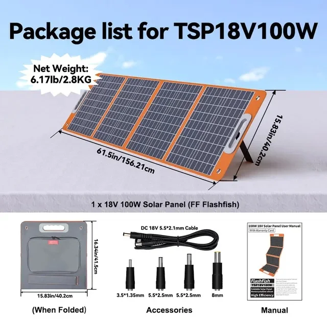 Portable 100W Foldable Solar Charg Panel for 110V/230V Generator of Solar Power Station Complete Solar Power Generation System