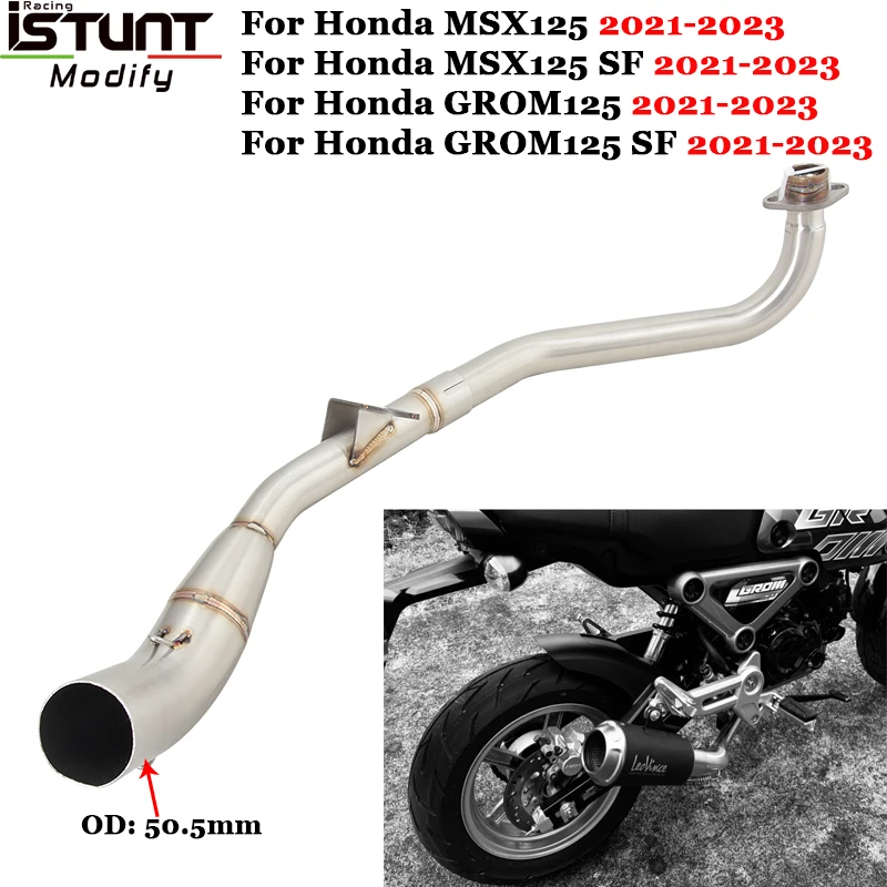 For Honda GROM125 MSX125 SF GROM 125 2021 2022 2023 Motorcycle Exhaust System Escape Stainless Steel Front Link Pipe Slip On