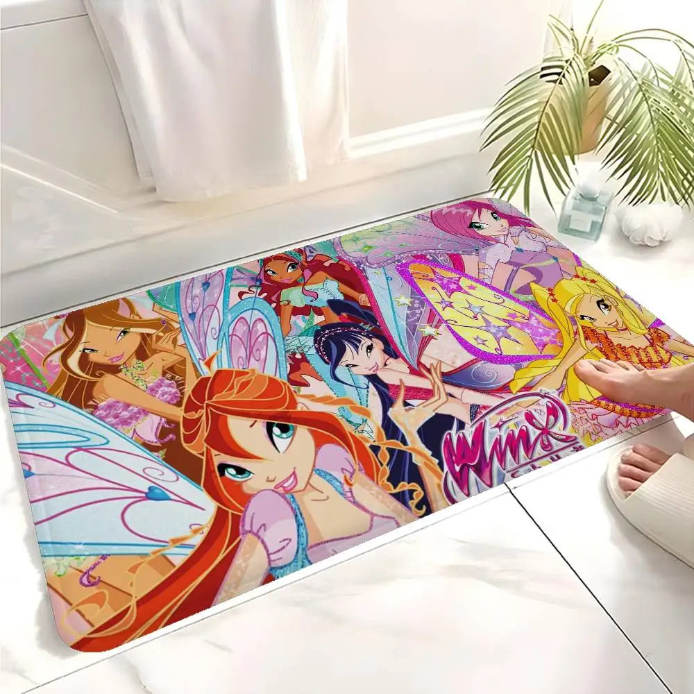Girl-W-Winx Catoon Club Entrance Door Mat Nordic Style Bedroom Living Room Doormat Home Balcony Anti-Slip Modern Home Decor