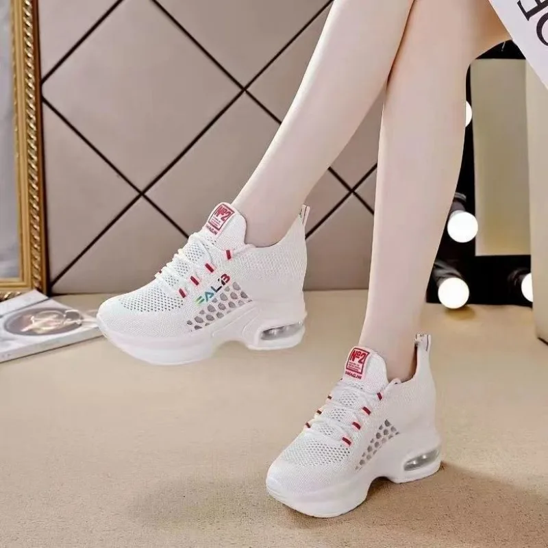 Breathable Women\'s Sneakers Lace Up Womens Wedge Shoes Versatile Female Shoes 2024 New Platform Shoes Comfortable Zapatos Mujer