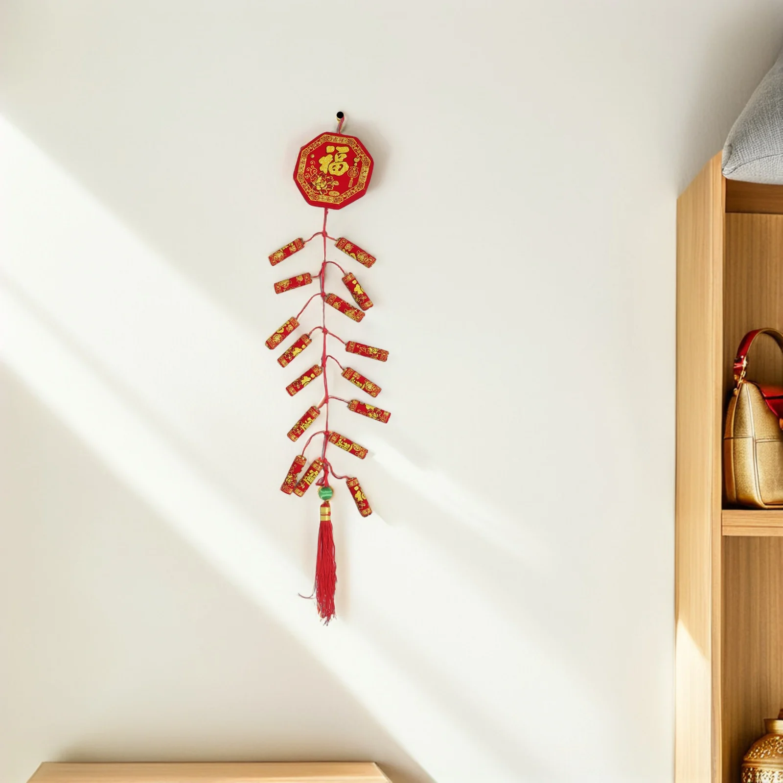 

2pcs Simulated Hanging Decorations Traditional Chinese Design For 2026 Lunar New Year Home Wall Door Outdoor