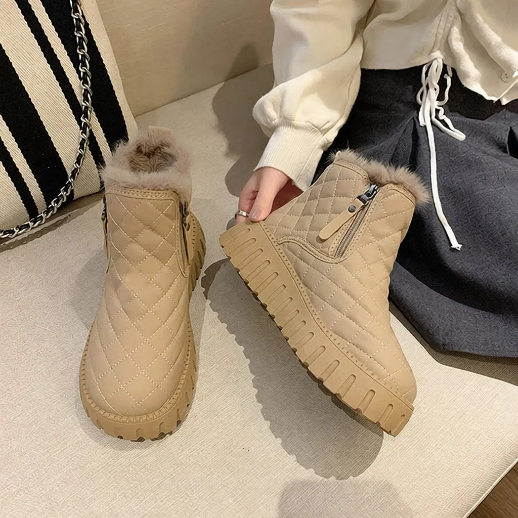 

Fleece Lined High Top Snow Boots Women's Winter New Style Student Korean Version Warm Casual Thick Bottom Cotton Shoes