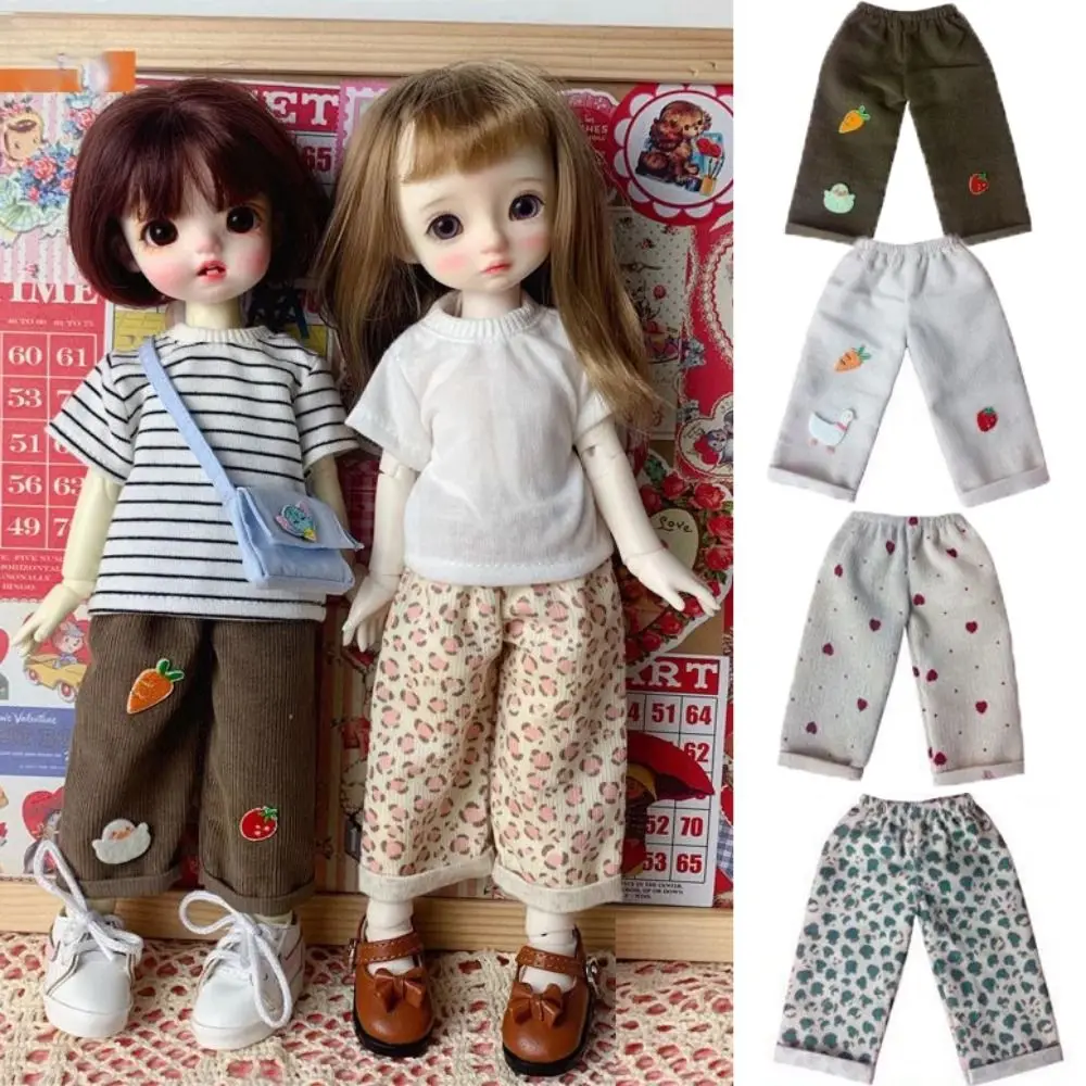 Handmade Striped Pants Fashion Casual Wear Wide Leg Pants DIY Accessories Cute Leopard Print Clothes for 1/6 BJD 30cm Dolls