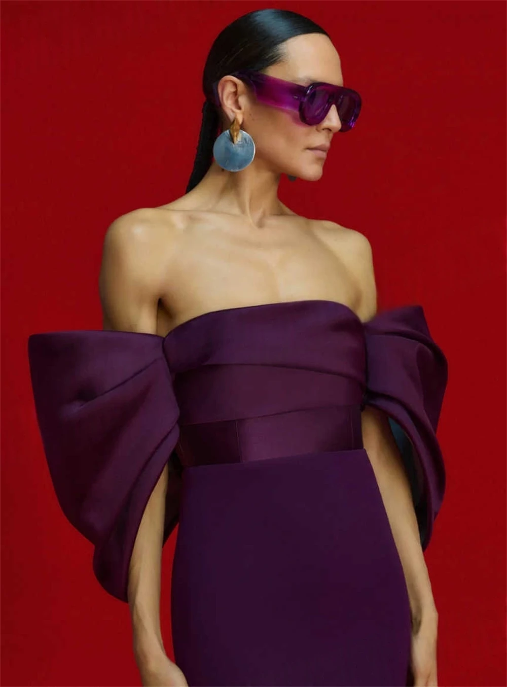 

Customized Temperament Dark Purple Evening Dresses Classic Strapless Off the Shoulder Homecoming Dress Bespoke Occasion Gowns