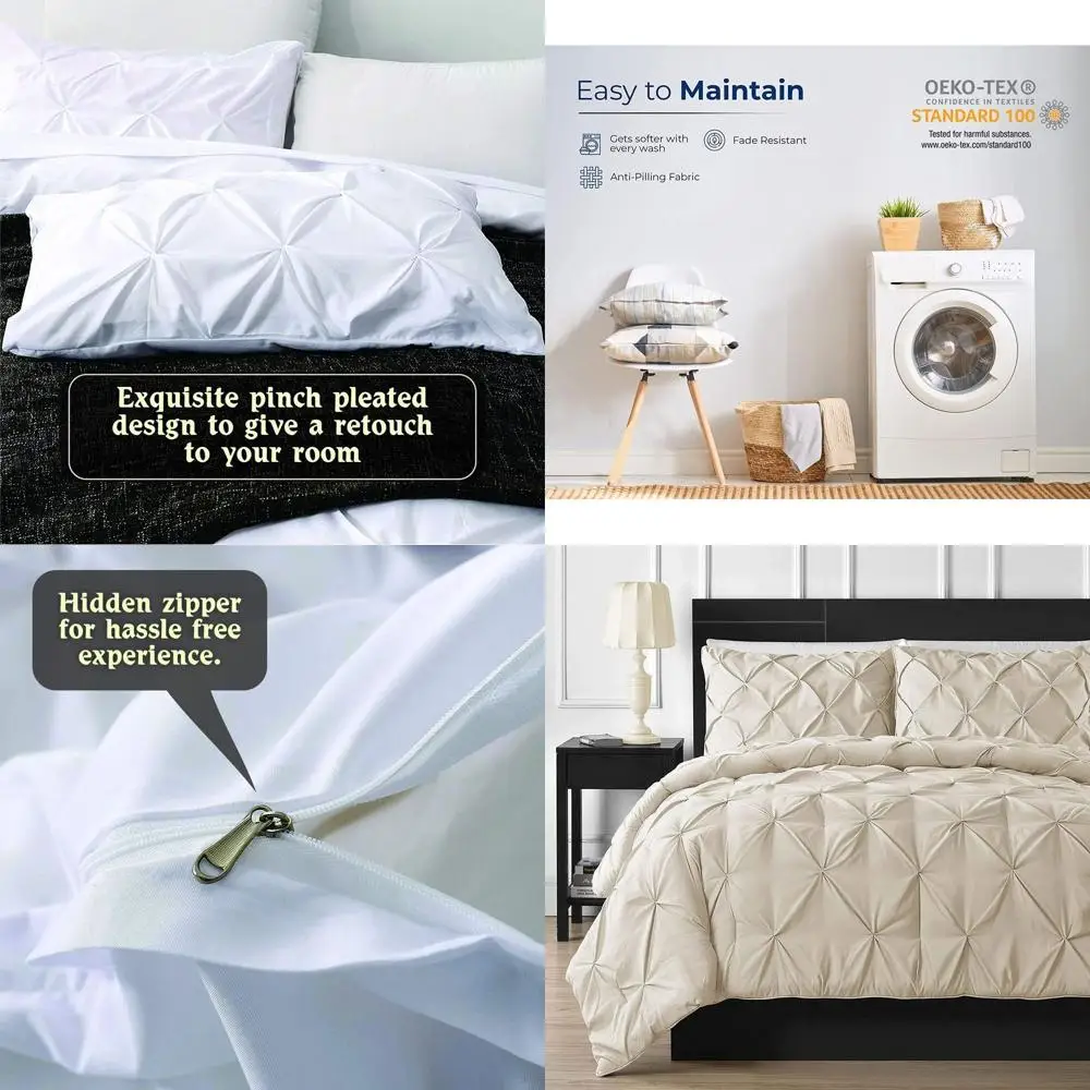 

Гипоаллергенный комплект пододеяльников из египетского хлопка на 1000 нитей с застежкой-молнией, размер Queen, цвет слоновой кости