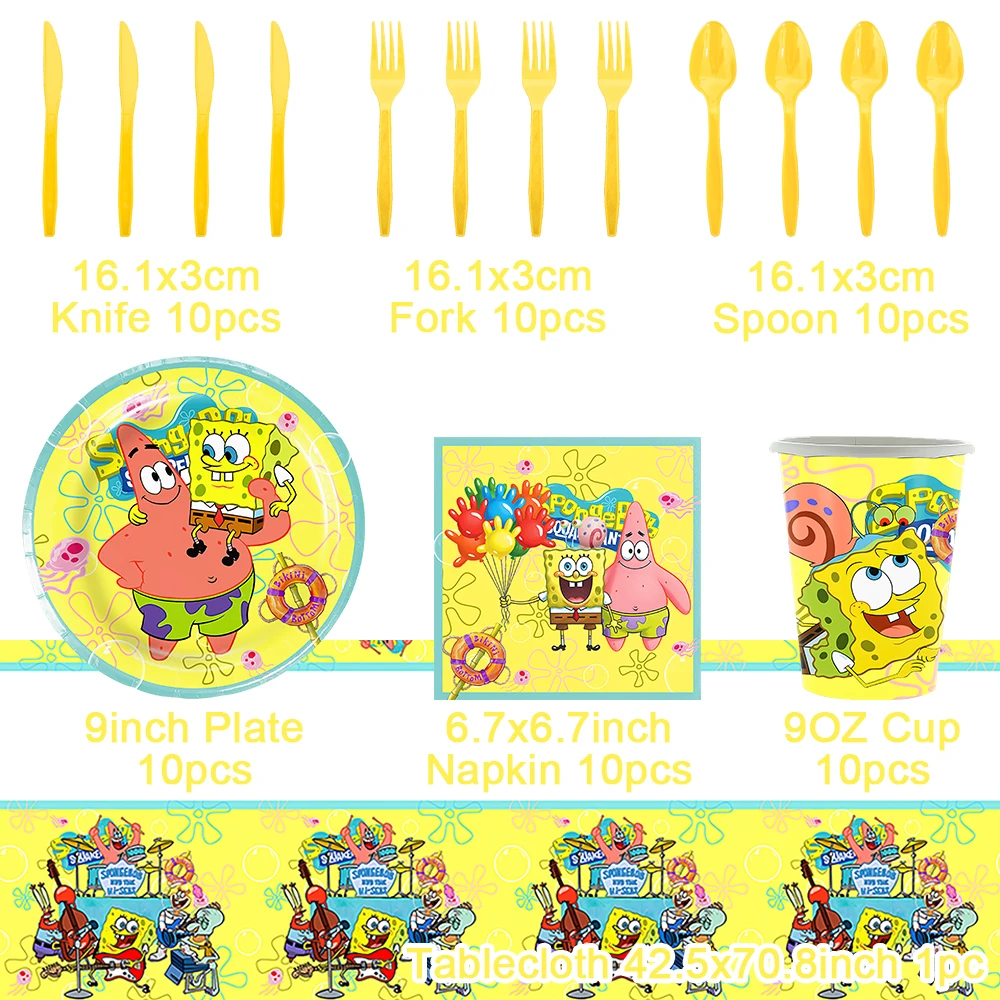 Spongebobed Squarepants Theme Birthday Party Decoration Balloon Banner Cake Topper Birthday Party For Kids Baby Shower Supplies