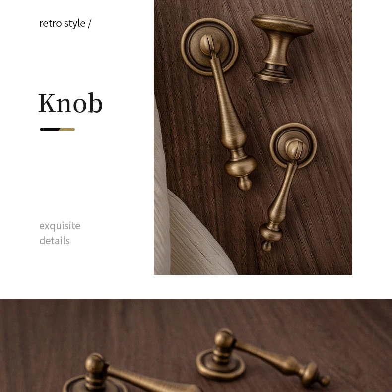 Brushed antique brass furniture handle 17