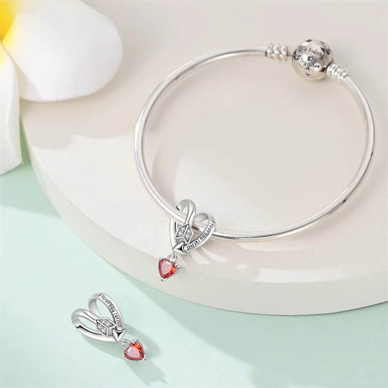 925 Sterling Silver Love God's Arrow Pierced Through The Heart With Charms Bead Fit 3mm Original Bracelet DIY Women Jewelry Gift