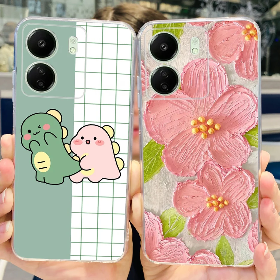 For Xiaomi Redmi 13C 4G Case Cute Cat Painted Cover Clear Silicone Soft TPU Phone Case For Xiaomi Redmi 13C Redmi13C Fundas Capa