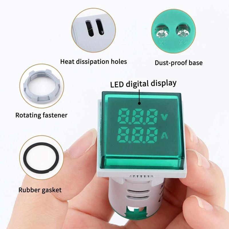 AC Volt Amp Meter, AC 20-500V 0-100A Mini Multimeter LED Dual Display Voltmeter Ammeter Voltage And Current Meter Tester