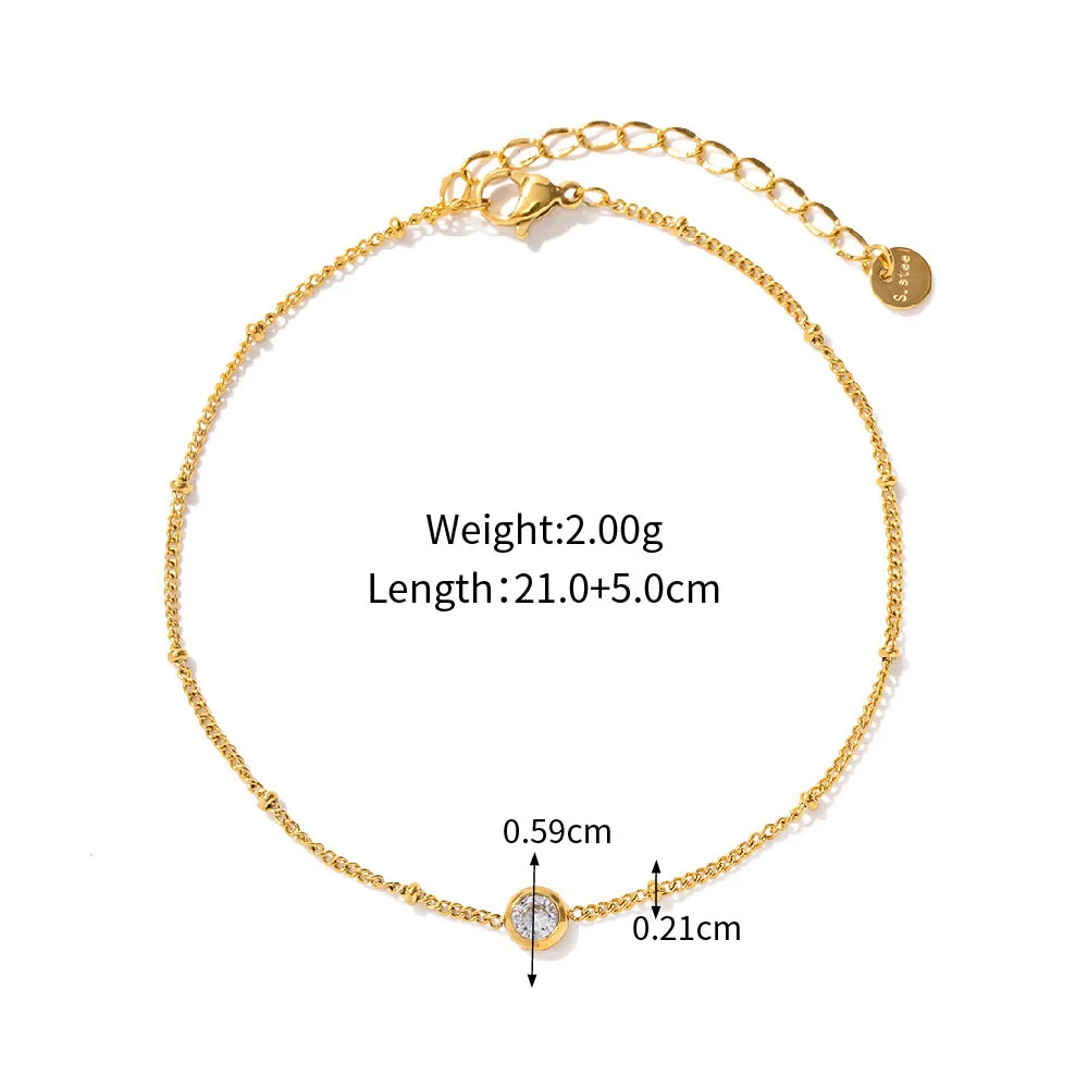 الفولاذ المقاوم للصدأ PVD 18K مطلية بالذهب تشويه مقاوم للماء ببساطة حجر الراين سلسلة القدم للمرأة مجوهرات بالجملة العصرية