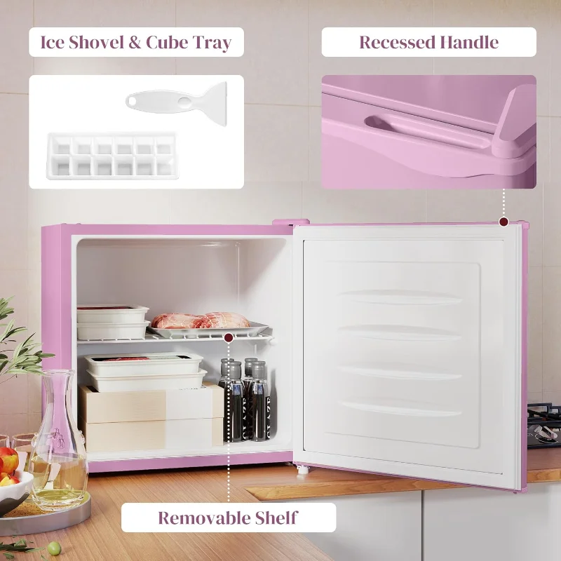 HOMCOM Mini Freezer Countertop، 1.1 قدم مكعب، فريزر عمودي مدمج مع أرفف قابلة للإزالة، باب قابل للعكس للمنزل، النوم