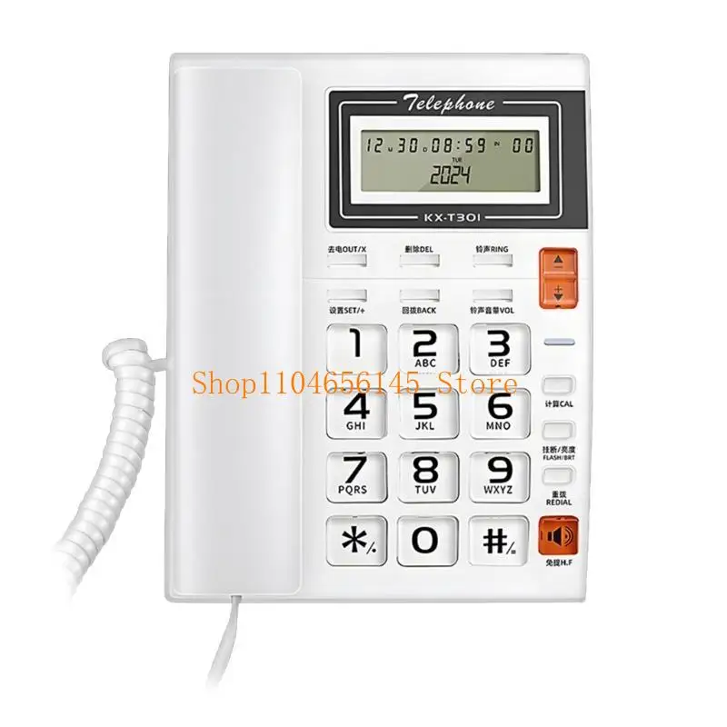 652F Corded Landline Phone Big Button Household Hotel Business Desktop Landline Telephone Vintage Telephones with LCD Display