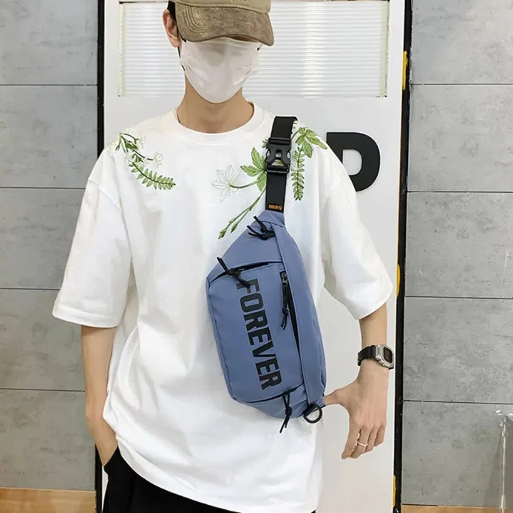 

Мужская нагрудная сумка из твила, большая вместимость, регулируемый ремень, поясная сумка для активного отдыха, многофункциональная спортивная сумка в японском стиле для прогулок