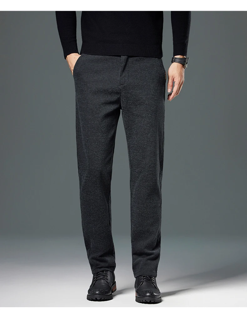 Herbst-Winter-Herren-Freizeithose, Business-Slim-Fit, gerade geschnitten, mit elastischem Bund, Arbeitshose, Cargo-Hose, einfarbig, koreanischer Stil, Stretch-Hose für Herren – Detail 6