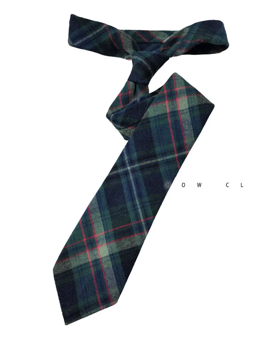 Wide College British Green Checked Necktie Fashion Red Plaid Necktie  Retro Tie