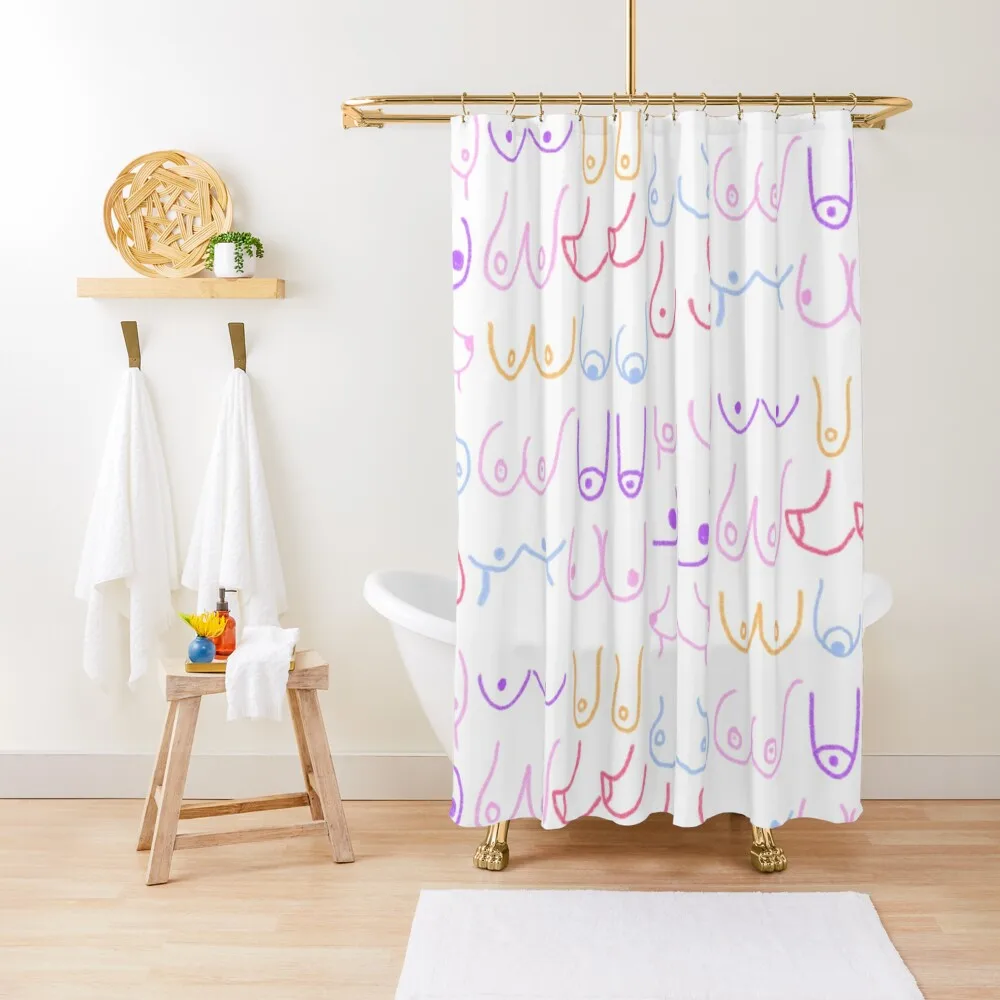 

Boobs! Boobs! Boobs! Shower Curtain Washable Waterproof Fabric Shower Bathroom Fabric Curtain