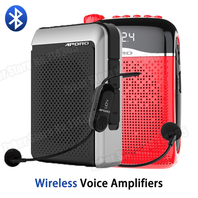 

Bluetooth Megaphone UHF 2.4G Wireless Microphone T18/T21 Teacher School Tour Guide Yoga Meeting FM Radio 30W Speaker Loudspeaker