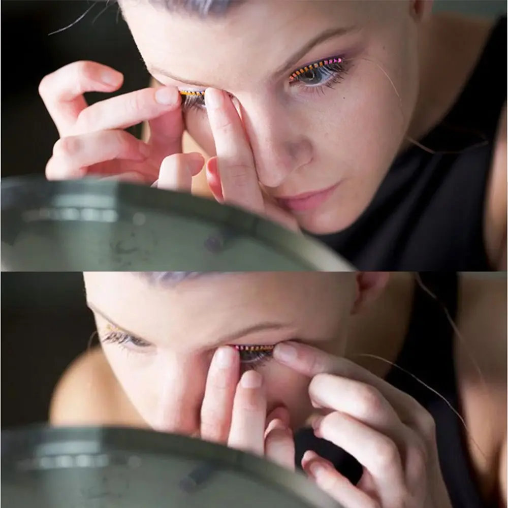 Gift Colorful LED luminous False Eyelashes Creative Waterproof Halloween Light Up Eyelid Paste Flash Neon lights Party