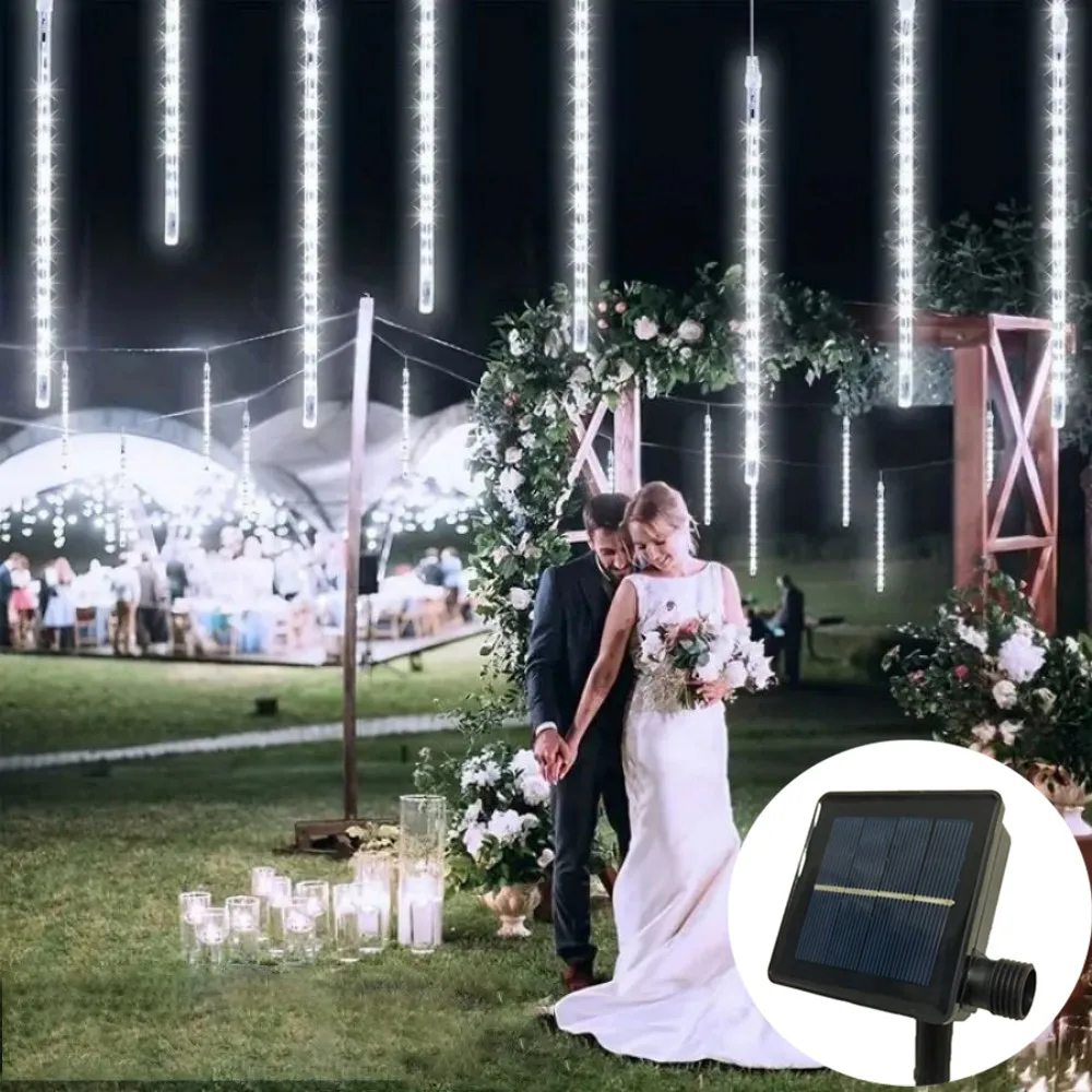 

Солнечные метеоритные дождевые огни, уличные украшения, огни на солнечной энергии, падающая капля дождя для Рождества, Хэллоуина, елки, декор для вечеринки