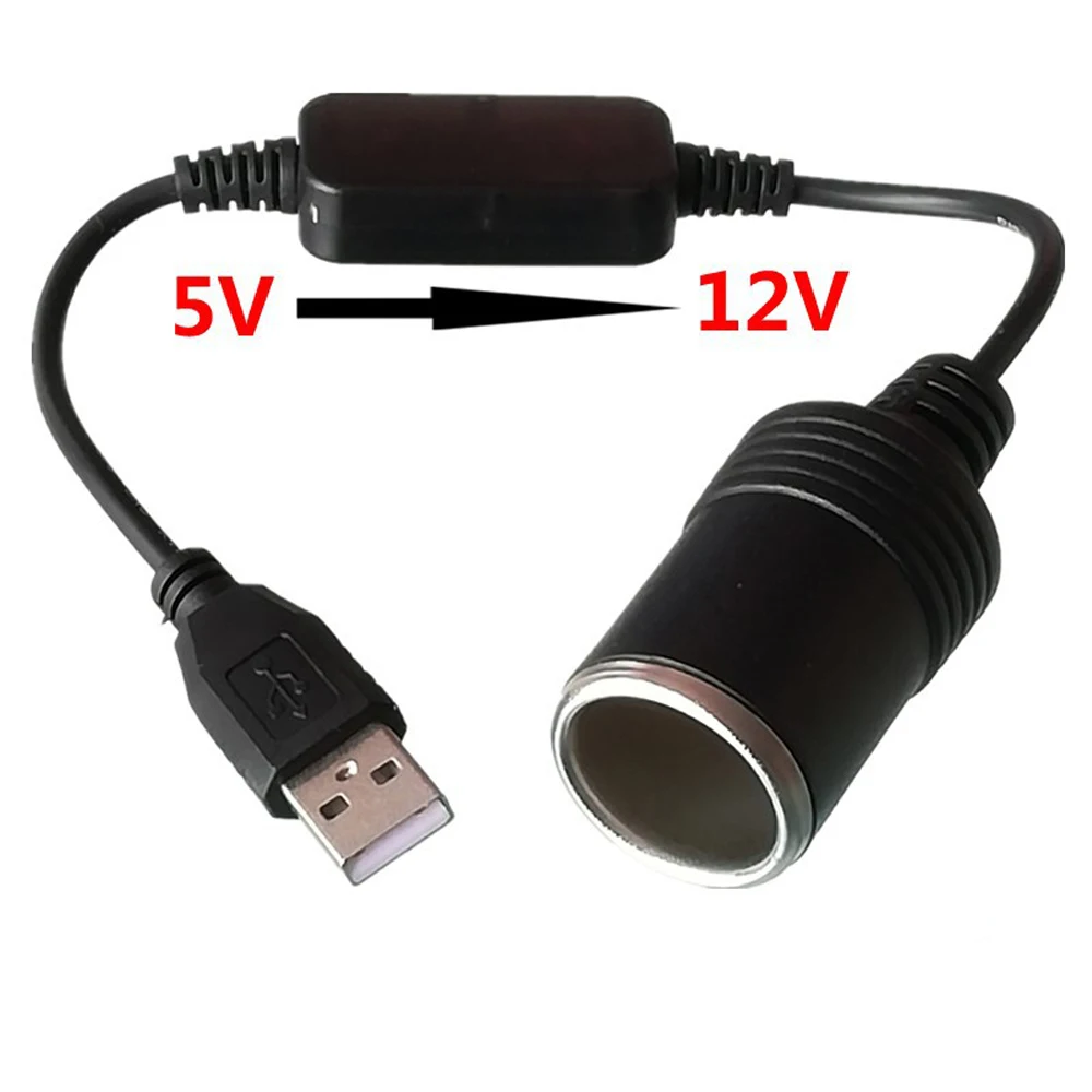 Wired Controller 5V To 12V Power Bank Light Adapter DVR GPS Socket Male USB To Female Lighter Cigarette Car Charger