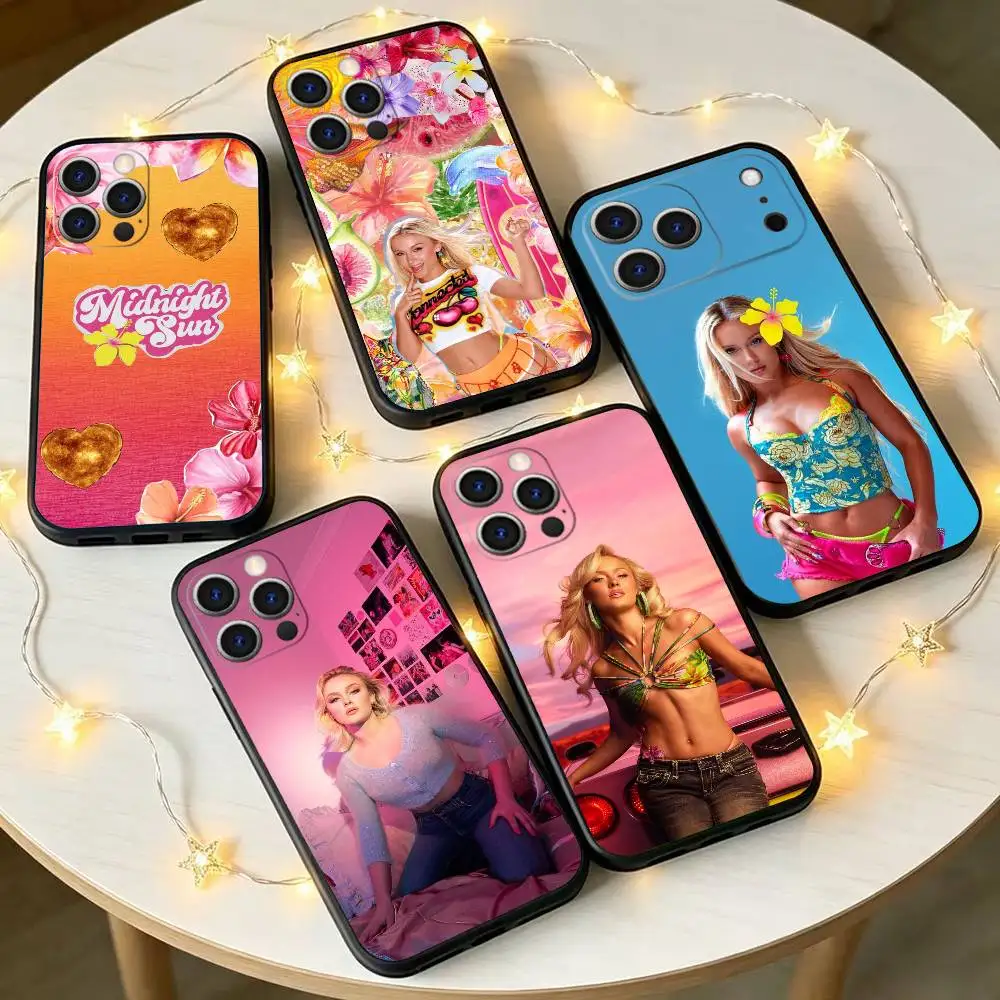 

Z-Zara Larsson Midnight Sun Phone Case For iPhone 17,16,15,14,13,12,11 Plus,Pro Max,XS,Soft Silicone Black Cover