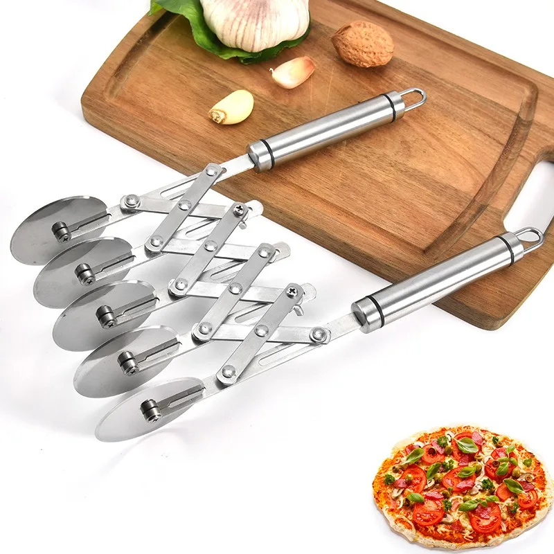 3/5 Wheels Cutter Dough Divider Side Pasta Knife Flexible Roller Blade Pizza Pastry Peeler Stainless Steel Bakeware Tools