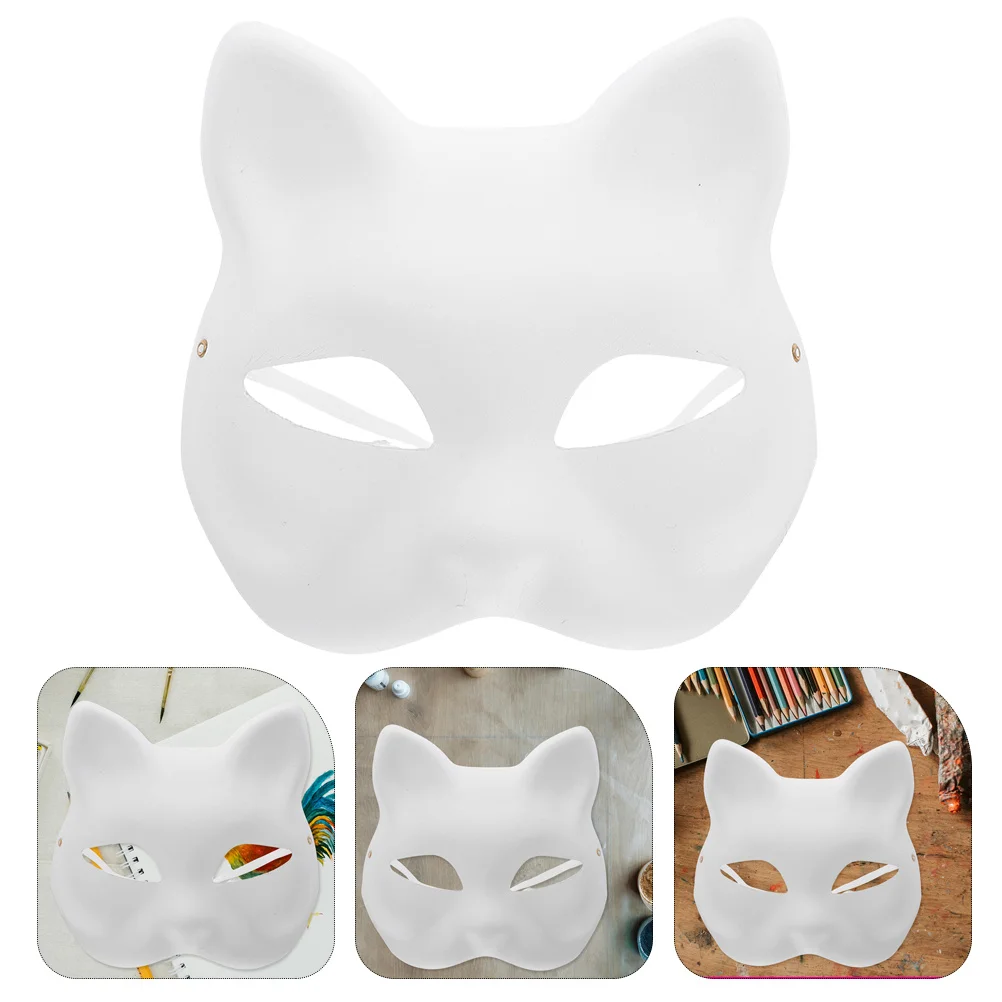 

15 Pcs Blank Paper Masks Animal Cosplay Halloween Party White to Decorate Hand Painted Diy For Crafts Cat