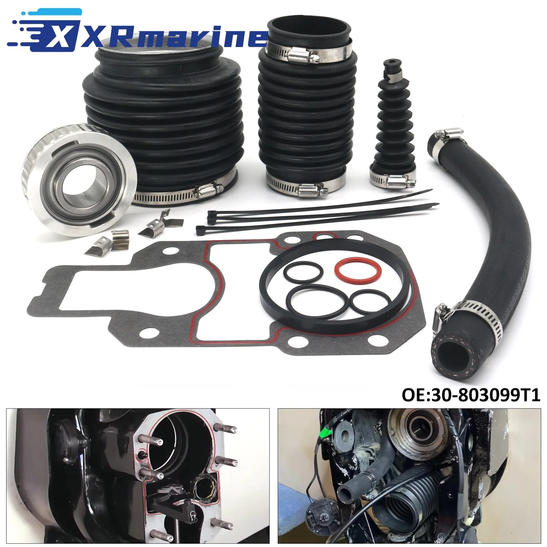 Transom Bellows Repair Sealing Kit With Gimbal Bearing For MerCruiser Alpha One Gen 2 Stern Drive Engine OEM 18-8218 30-803099T