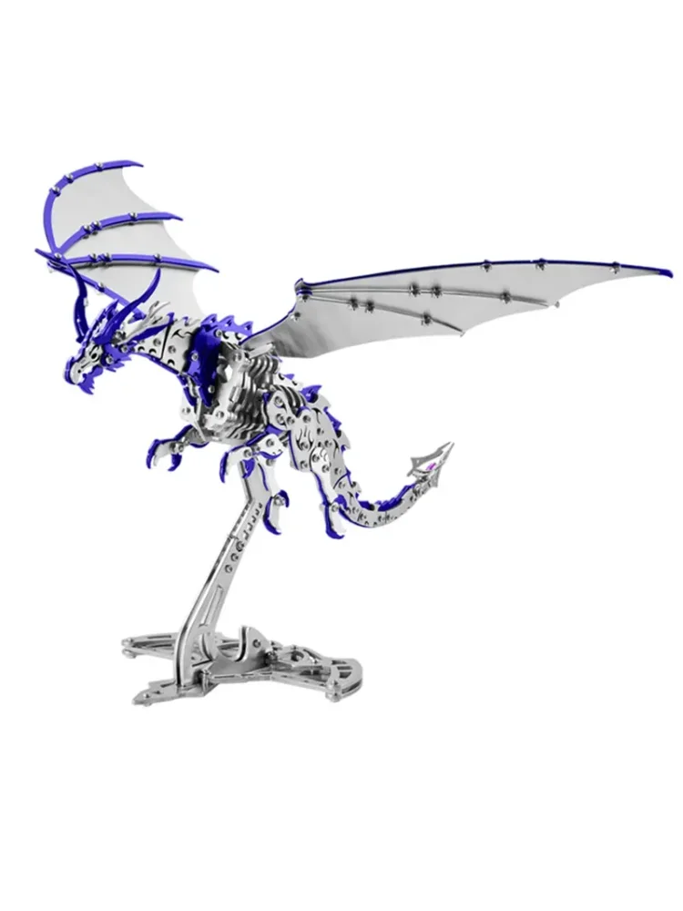 3D Metal Thunder Pterosaur Dragon Mechanisch Assemblagemodel Handgemaakt DIY Assembleerkit 3D Puzzel Speelgoed voor Volwassenen - afbeelding 2
