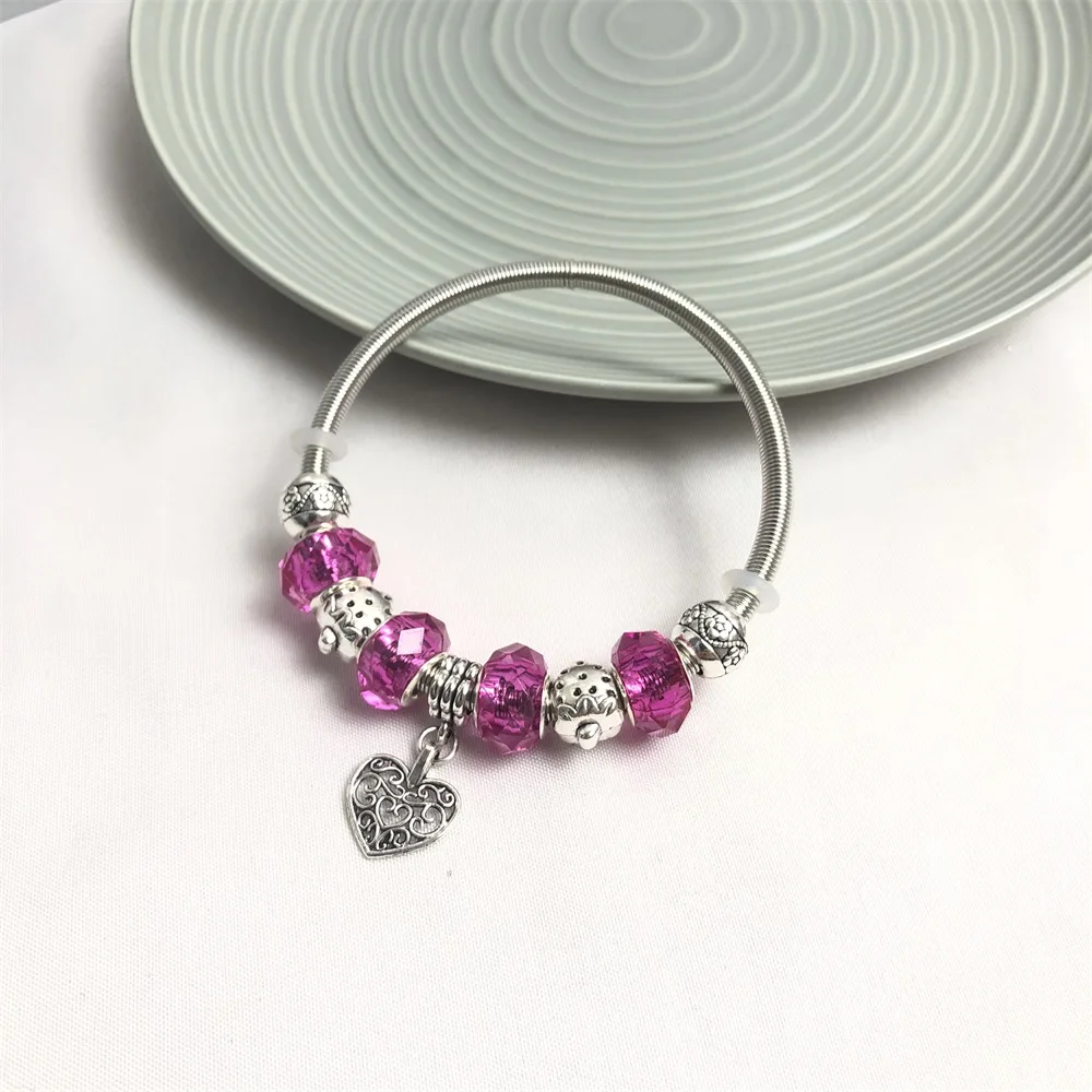 Elastic bangles bowknot heart wing dragonfly pendant beads women bracelets image 6