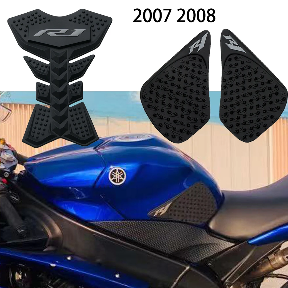 Adesivi Protettivi Antiscivolo Laterali per Serbatoio Moto Yamaha YZF R1 2007 2008, Grip Ginocchia Antiscivolo
