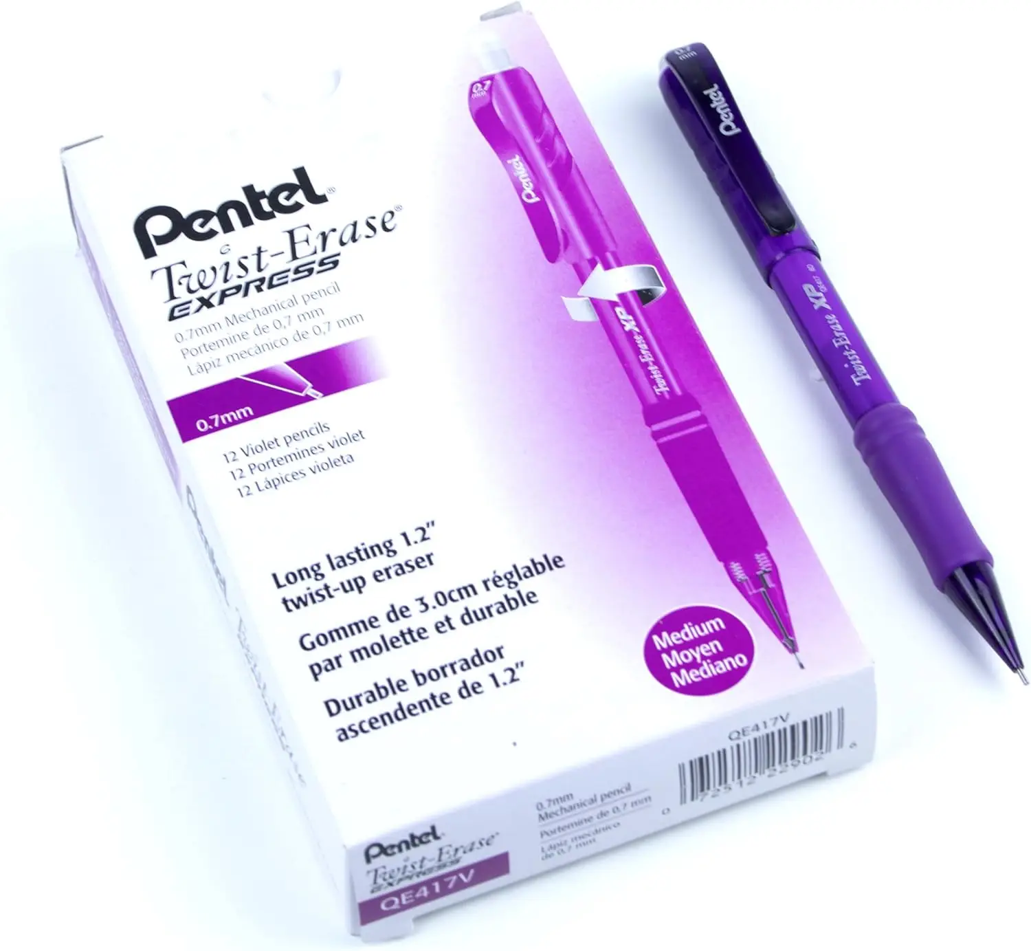 

Автоматический карандаш Violet, грифель 0,7 мм, с выкручивающимся механизмом и ластиком, набор из 12 штук для плавного письма