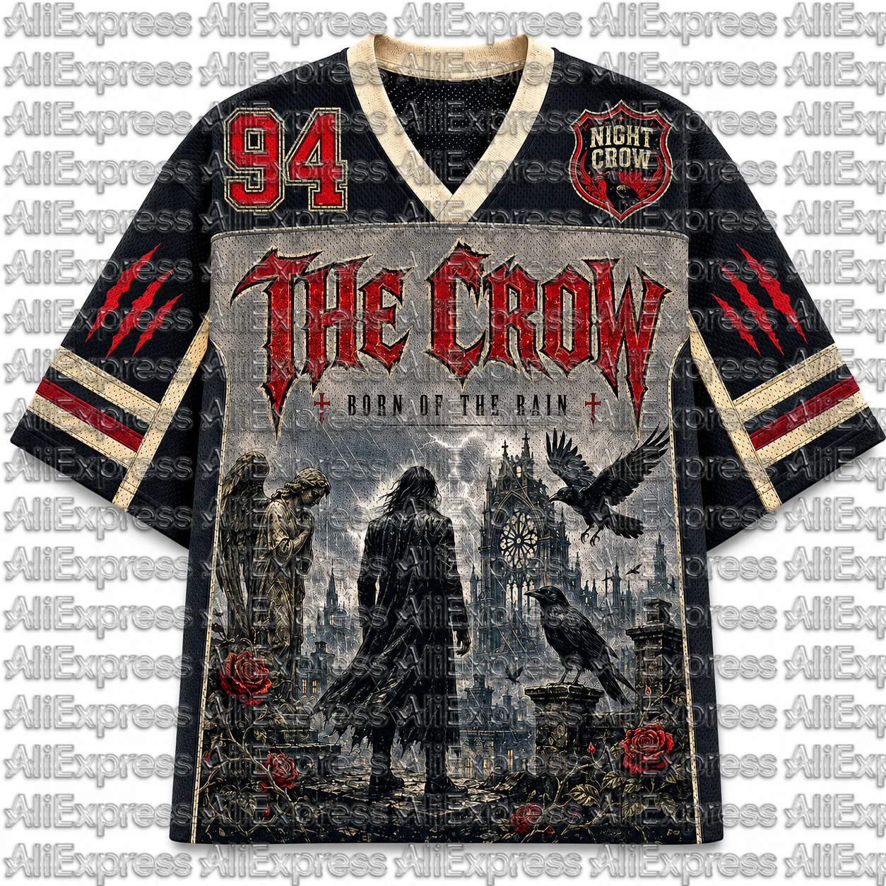 2026 Popular 80s Themed Sports Fashion Short Sleeved V-neck Mesh Streetwear Retro Band Movie Game Fan Gift T-shirt