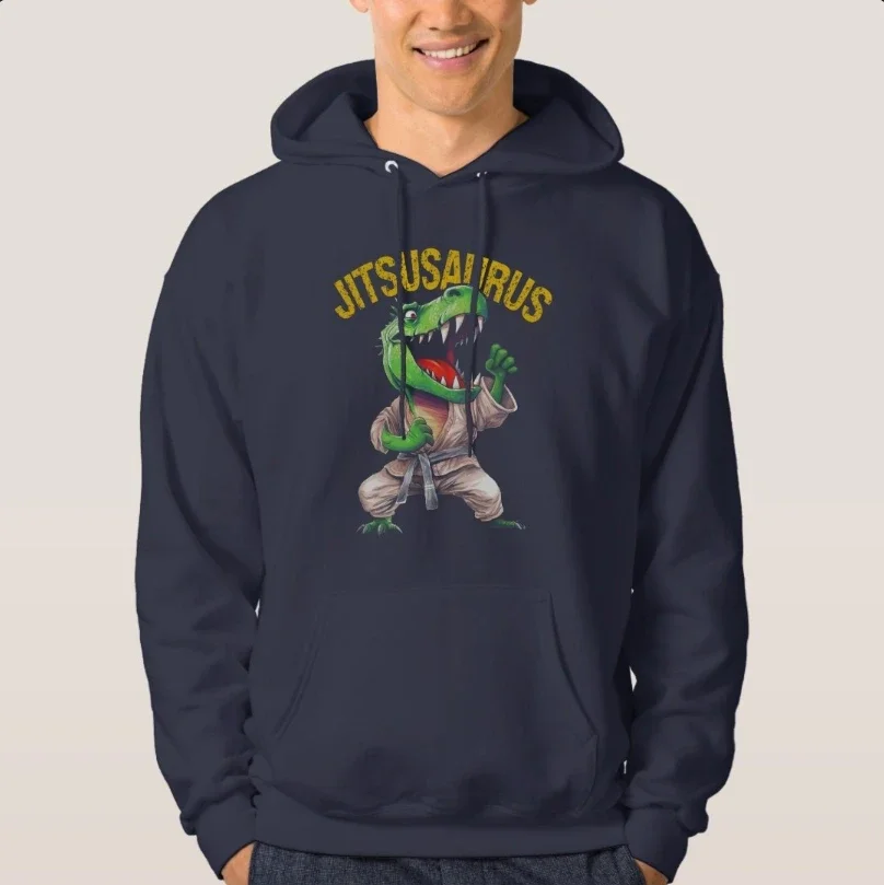 Jitsusaurus Brazilian Jiu Jitsu Dinosaur T-Rex Martial Art Pullover Hoodie New 100% Cotton Comfortable Casual Mens Sweatshirts