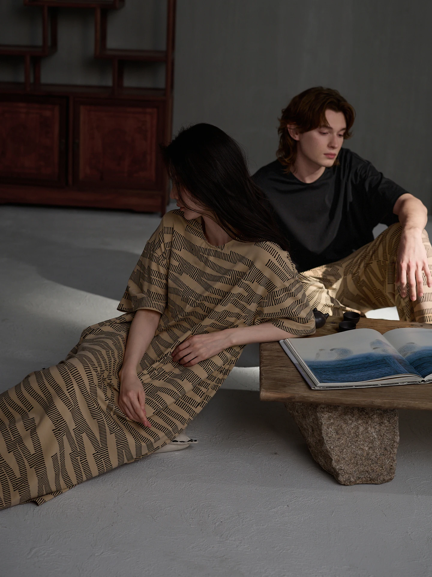 couple's-summer-lightweight-modal-cotton-spwear-ort-sve-women's-dr-men's-set-indoor-outdoor-comfortable-breathable