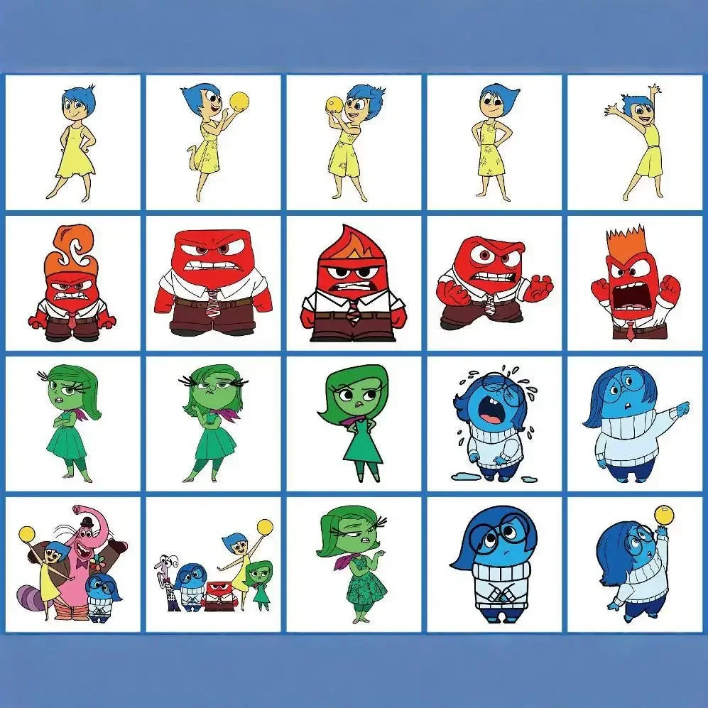 1 Set Inside Out 2 Tattoo Stickers Disney Movie Fiugre Anxiety Joy Fear Anger Children\'s Cartoon Cute Waterproof Stickers Toys