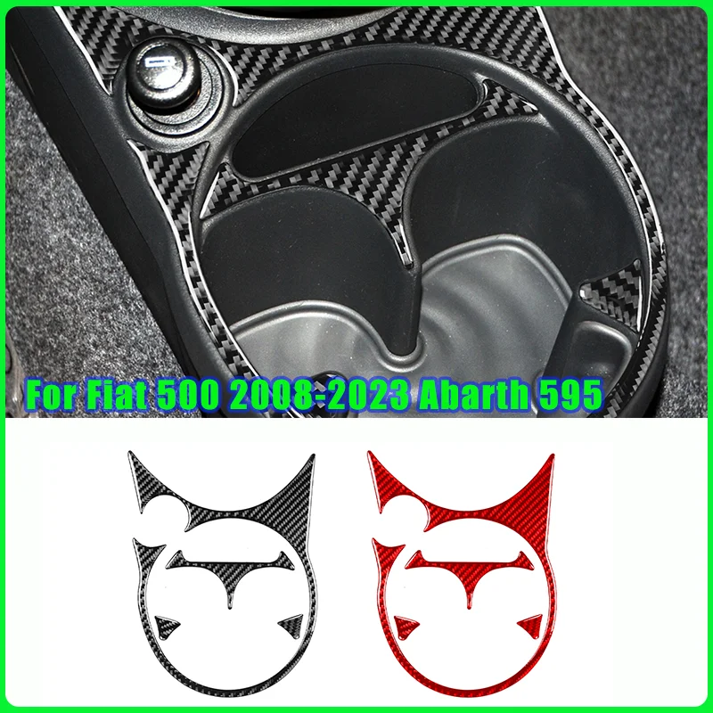 

4pcs Car Central Control Water Cup Panel Real Carbon Fiber sticker For Fiat 500 Abarth 595 Abarth 695 2012 2013 2014 2015-2023