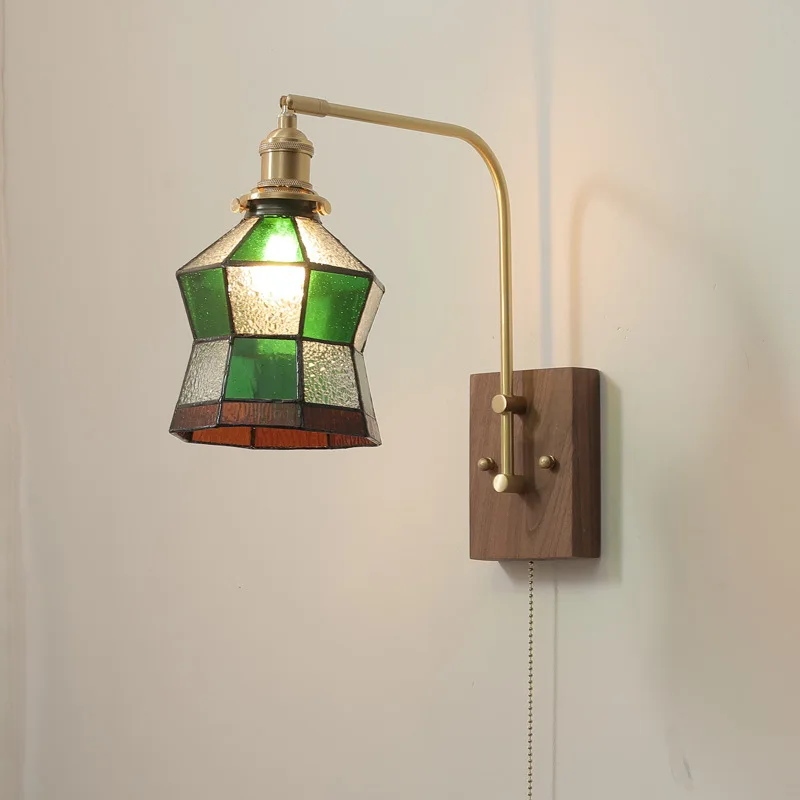 

Nordic retro wall lamp LED Brass niche study, living room, bedroom, bedside bathroom, dining room, aisle wall lamp