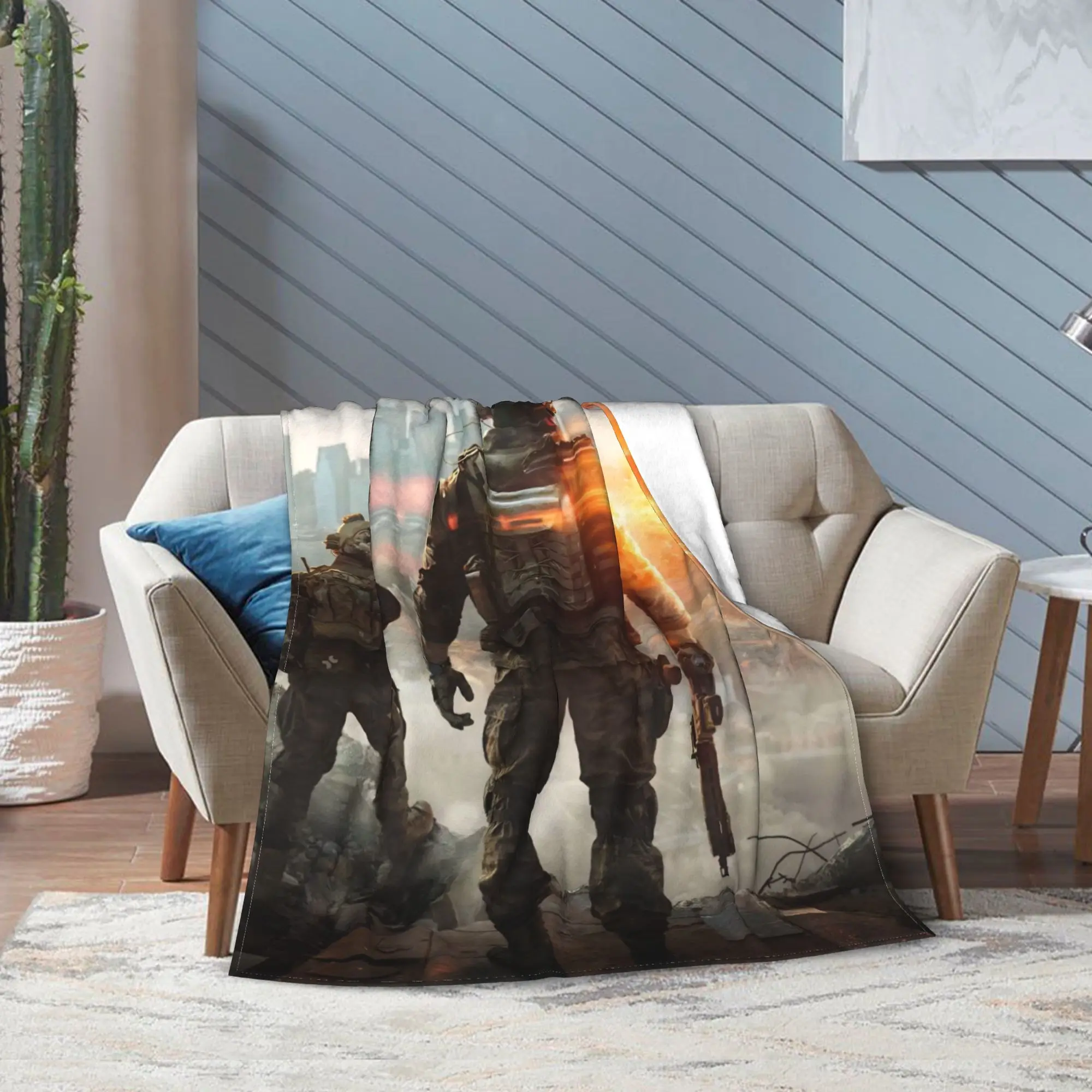 ساحة المعركة فئة الجندي لعبة BF6 غطاء بطانية اطلاق النار الصوف رمي البطانيات المنزل الأريكة المطبوعة لينة المفارش متعددة الوظائف #4