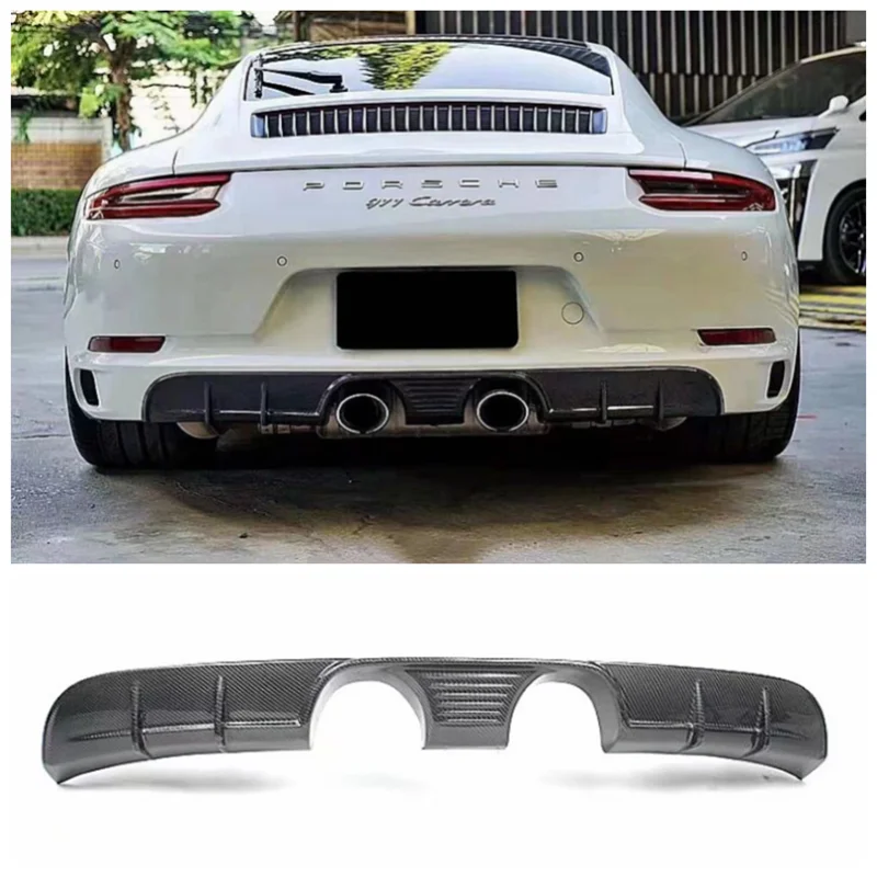 

For Porsche Carrera 911 991.2 2013-2018 High Quality Carbon Fiber Rear Trunk Bumper Diffuser Splitters Protector Cover