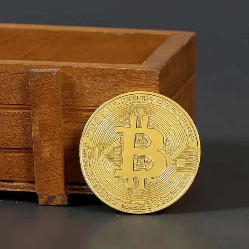 Gold Plated Bitcoin Coin Collectible Art Collection Gift Physical Commemorative Casascius Bit BTC Metal Antique Imitation