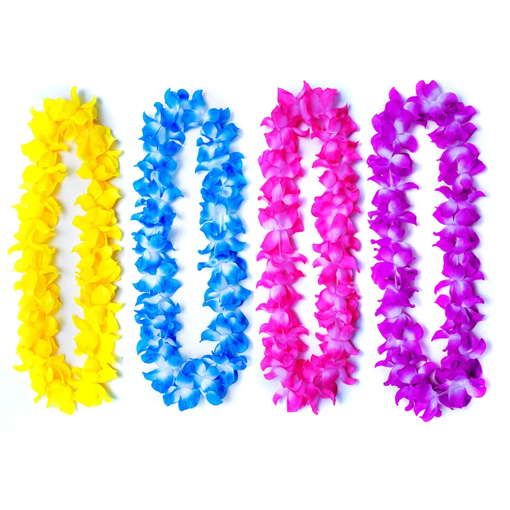 10 Pcs Tropical Hawaiian Leis Cheap Wreath Popular Garland Fancy Dress Decor Hawaii Beach Party LED Light Luau Party Supplies