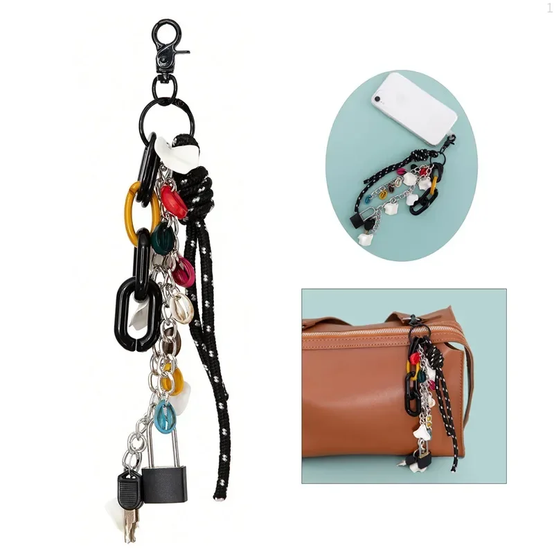 DIY Color Braided Keychain Creative Mobile Pendant Multifunctional Bag Lifting Couple Lock Chain Keychain Home Decoration